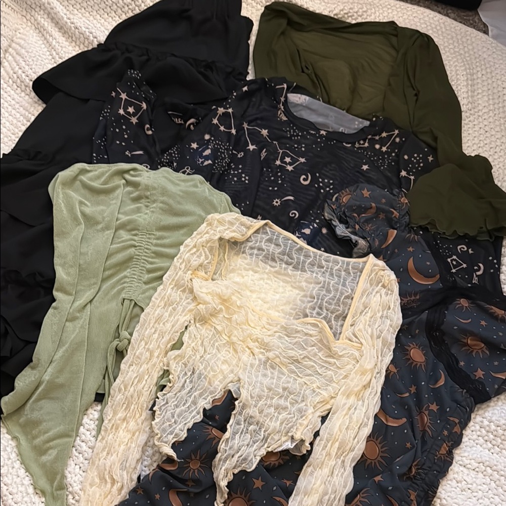 Witchy Fairie Bundle Cream and Green Women's Top Celestial Dresses